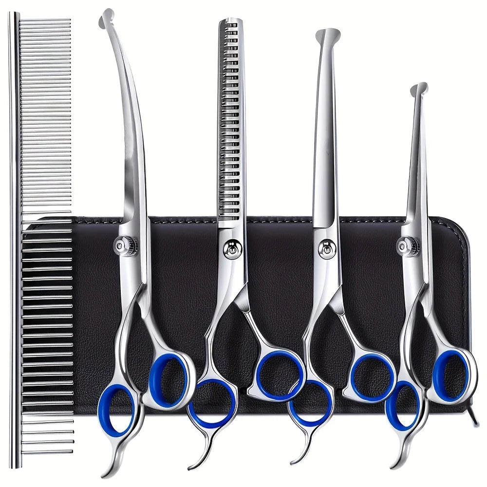 Stainless Steel Pet Grooming Scissors Set With Rounded Safety Tips