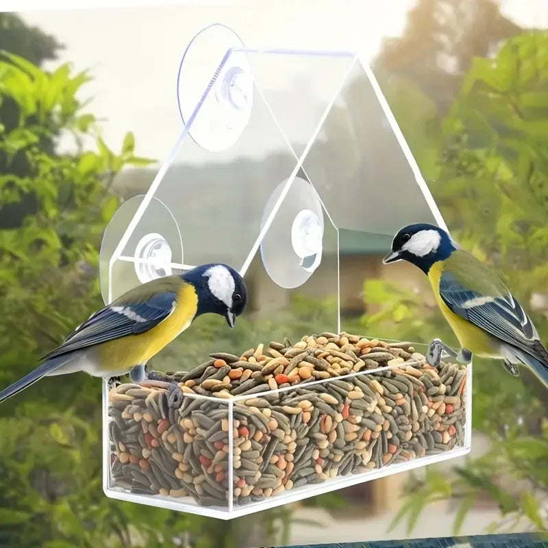 Transparent Acrylic Window Bird Feeder With Strong Suction Cups