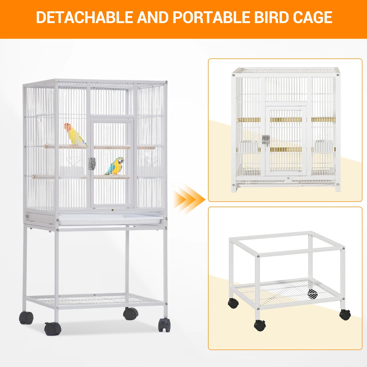 Metal Small Animal Cage With Wheels Removable Tray For Ferrets