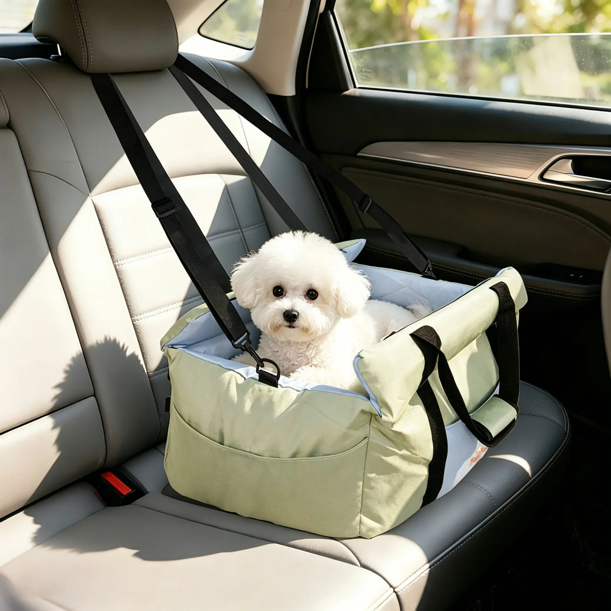 Premium Pet Car Seat With Safety Belt And Storage Pocket