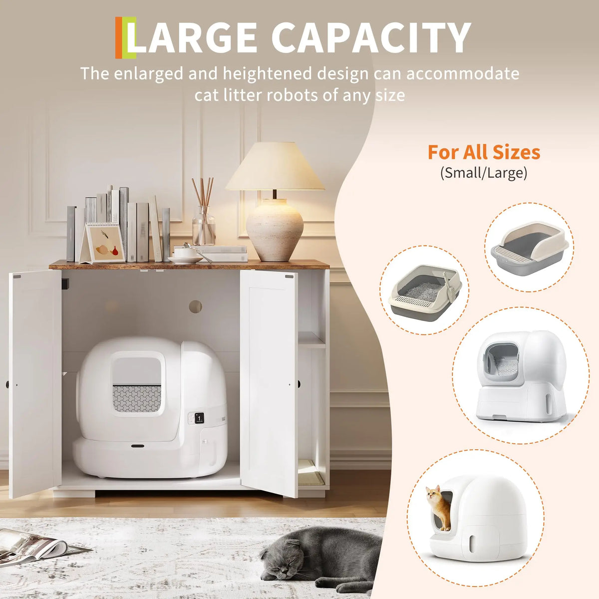 HiMISS Dog Proof Cat Litter Robot Enclosure With Power Outlet