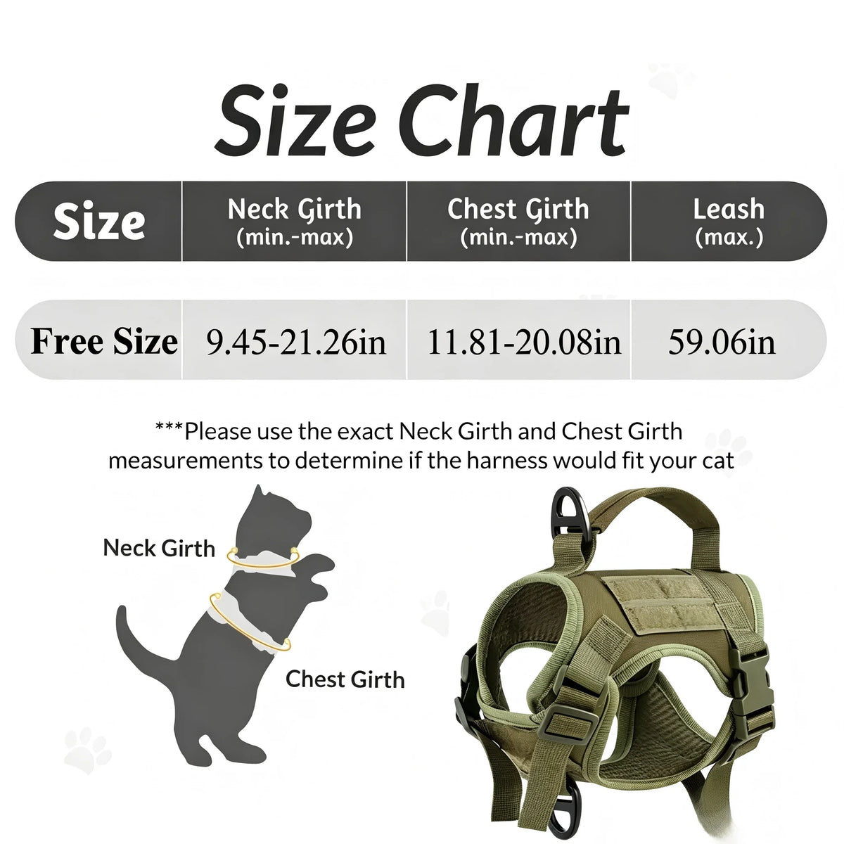 PETRAVEL Tactical Cat Harness Vest and Leash Set Adjustable Escape Proof