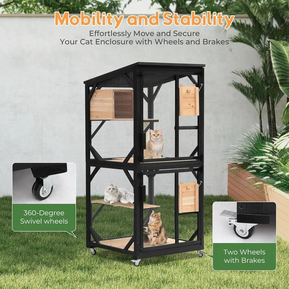 Nicedday Four Tier Outdoor Cat Catio With Removable Platforms