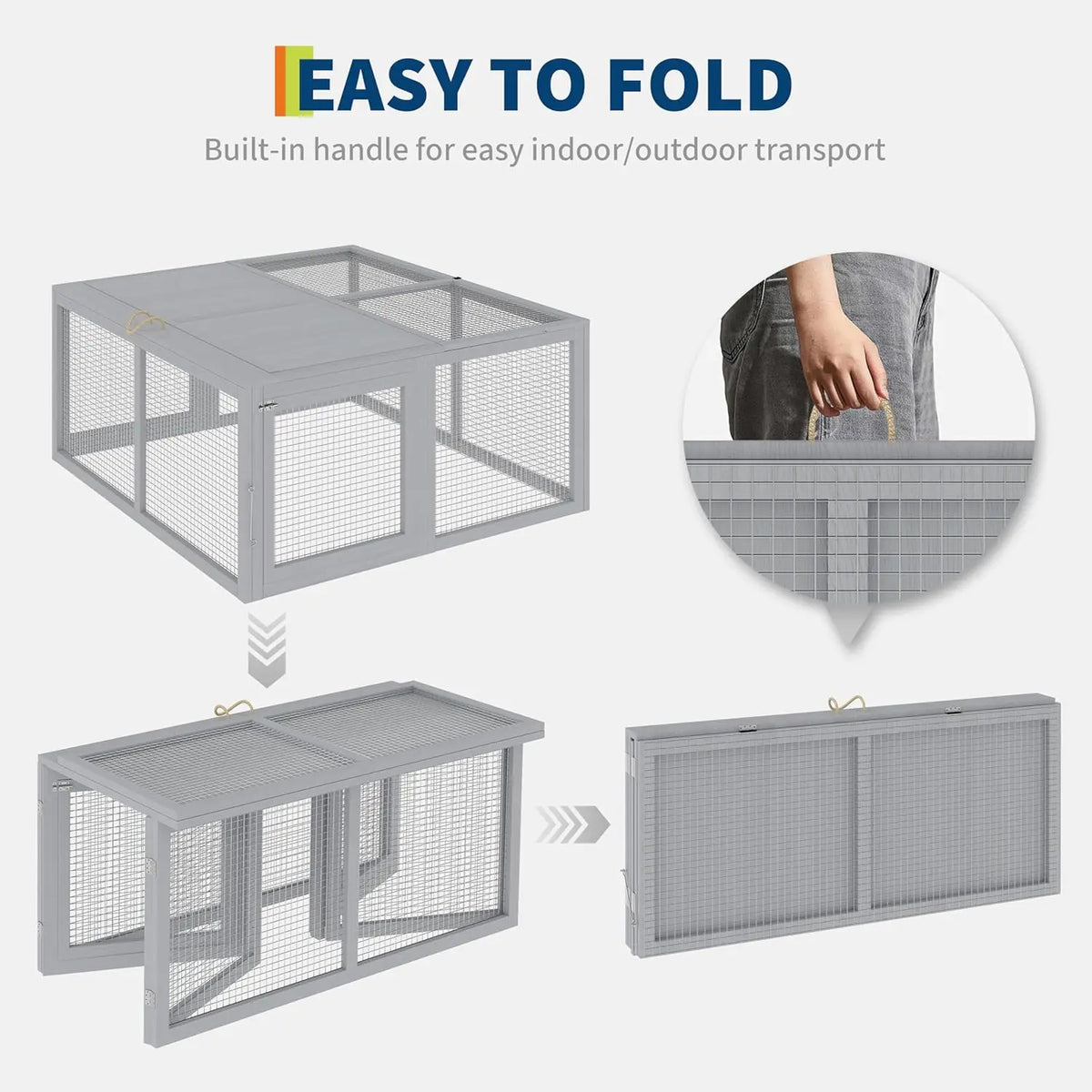 HiMiss Folding Portable Wooden Chicken Coop Run And Rabbit Hutch