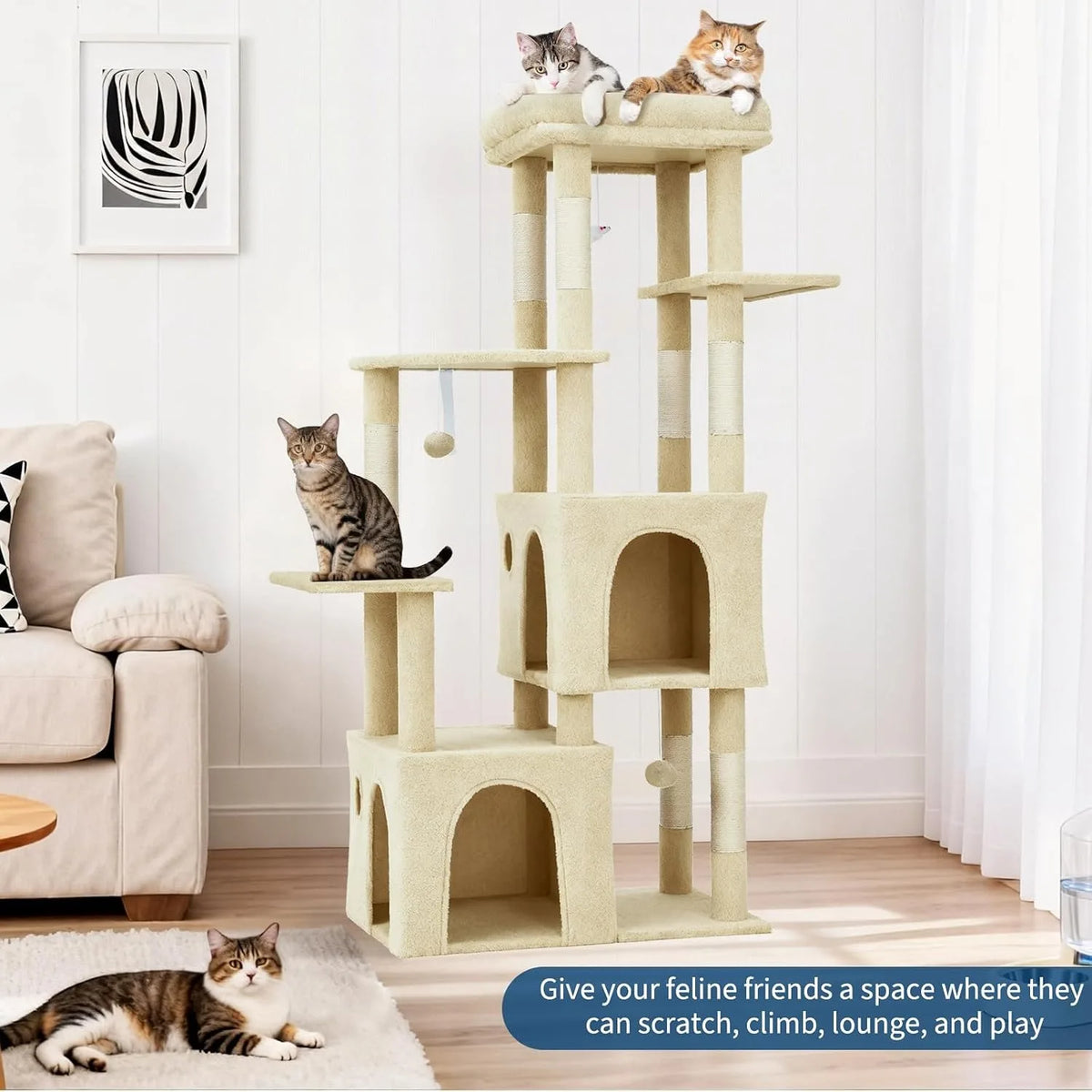 Multi Level Cat Tree With Scratching Posts Condos And Toys