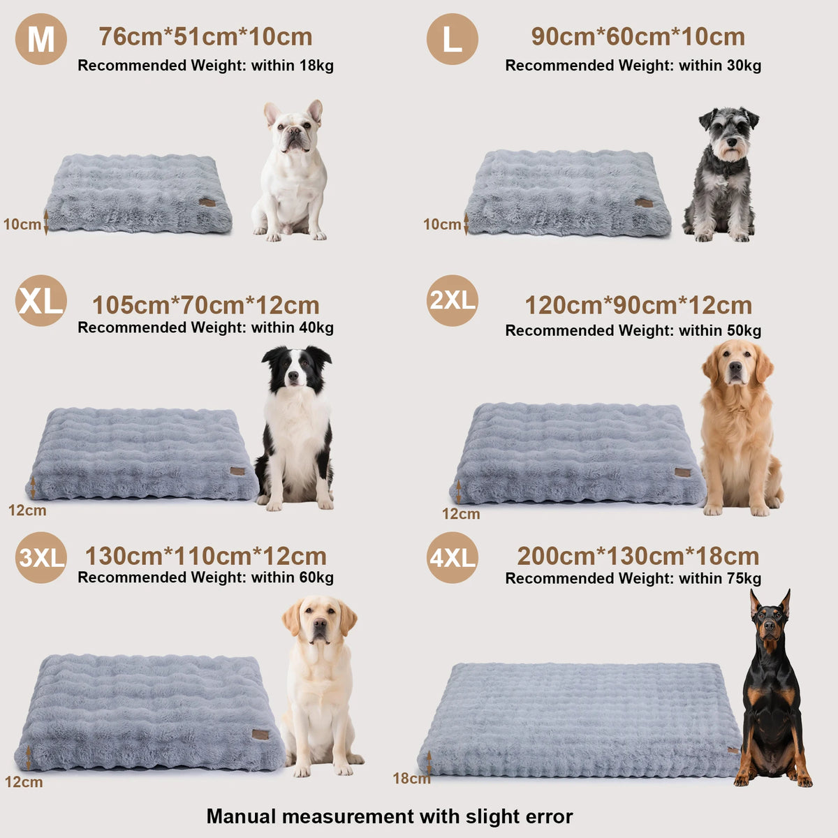BORWART Ultra Plush Washable Dog Bed With Removable Soft Cushion