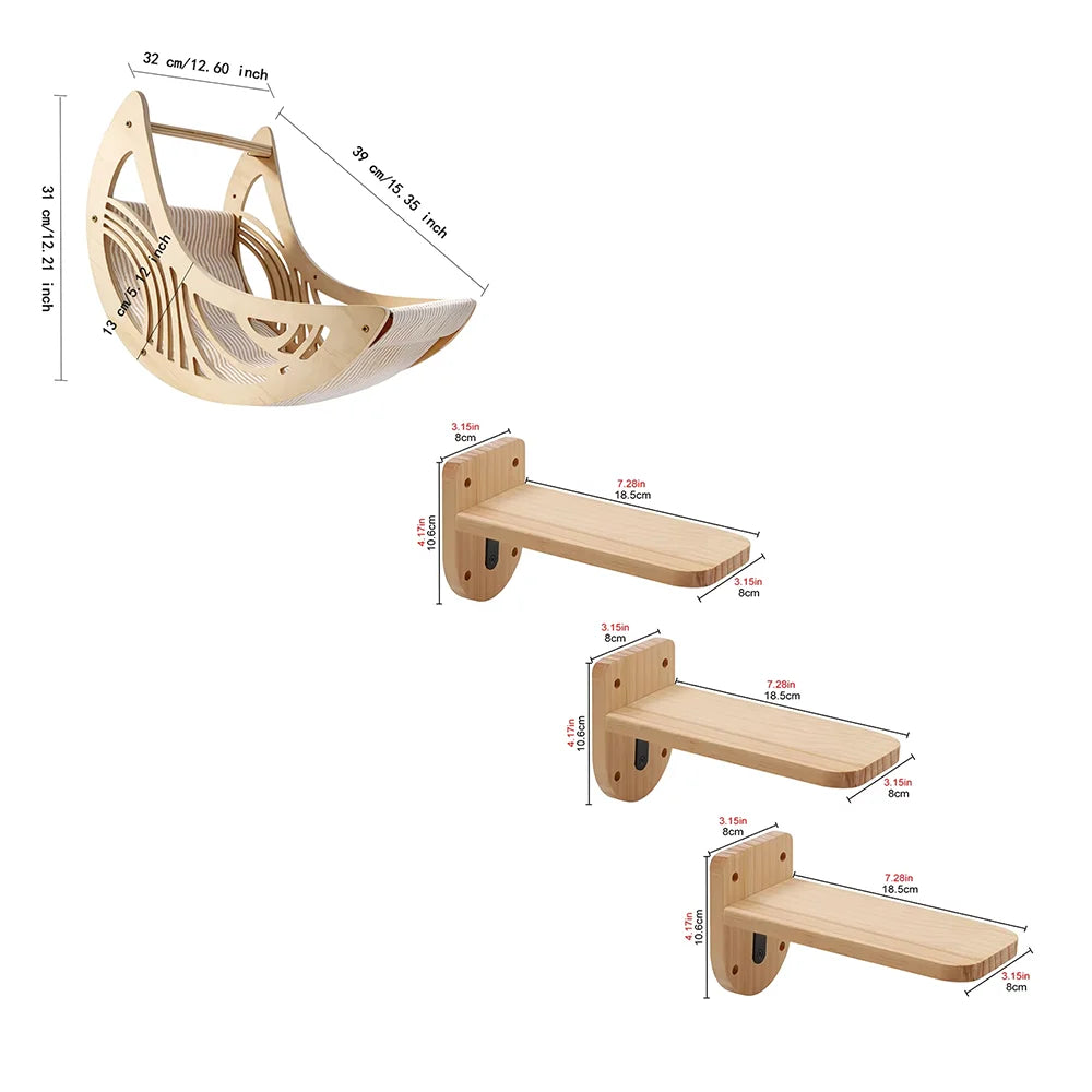 CWV Wall Mounted Cat Shelves Set With Moon Star Perch