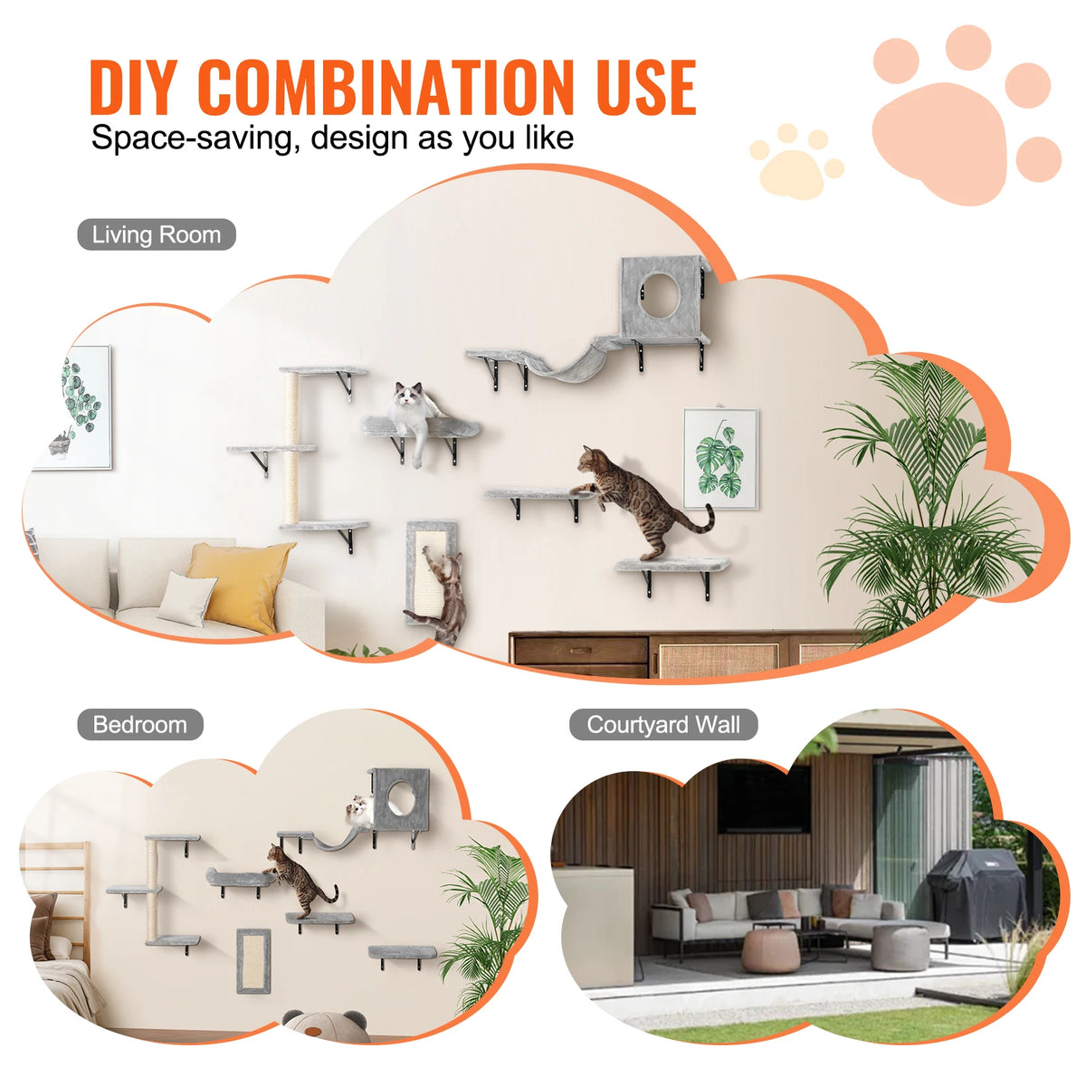 Wall Mounted Cat Shelves And Perches With Jumping Boards