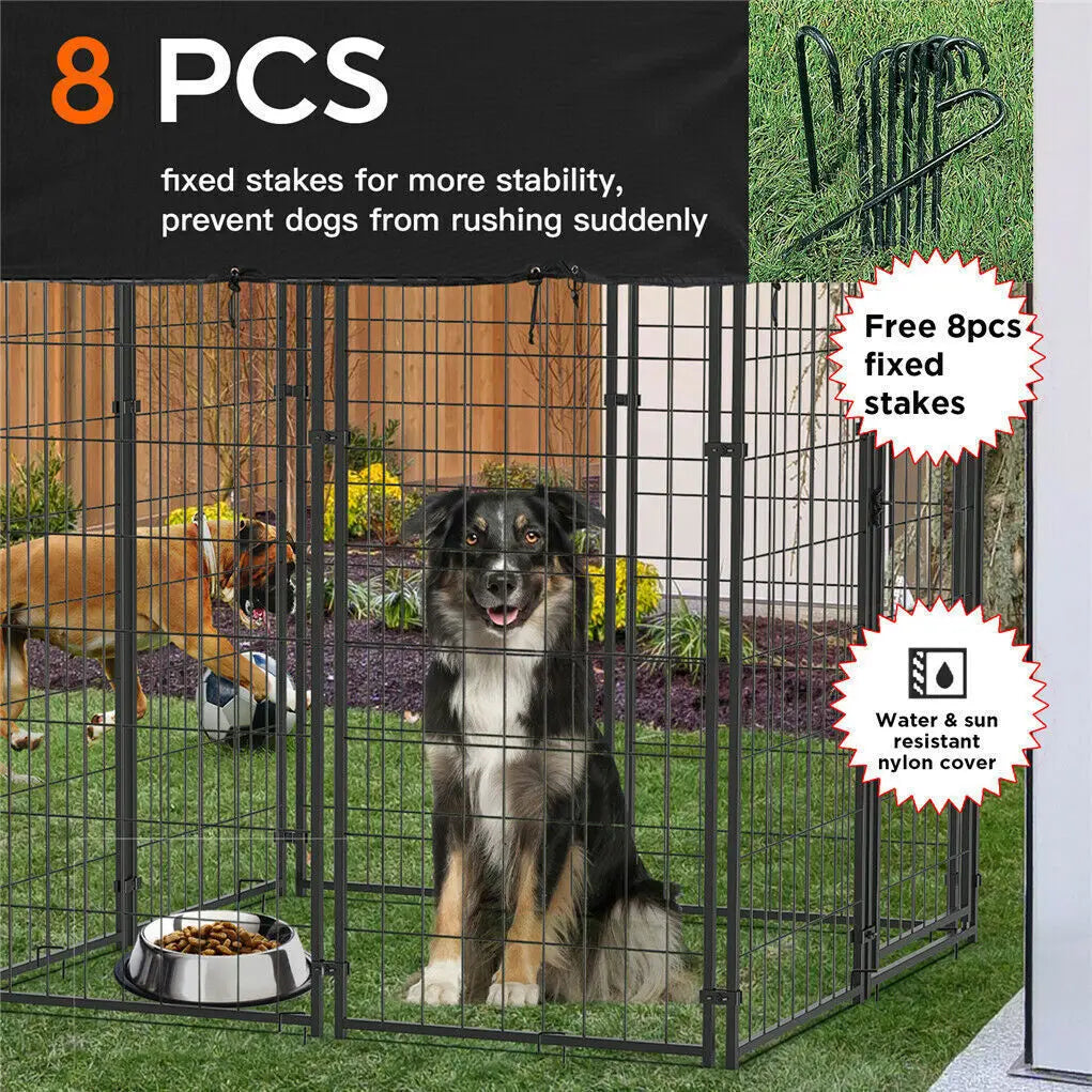 Outdoor Dog Kennel Enclosure With Roof And Playpen