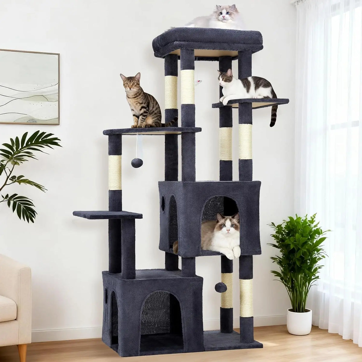 Multi Level Cat Tree With Scratching Posts Condos And Toys