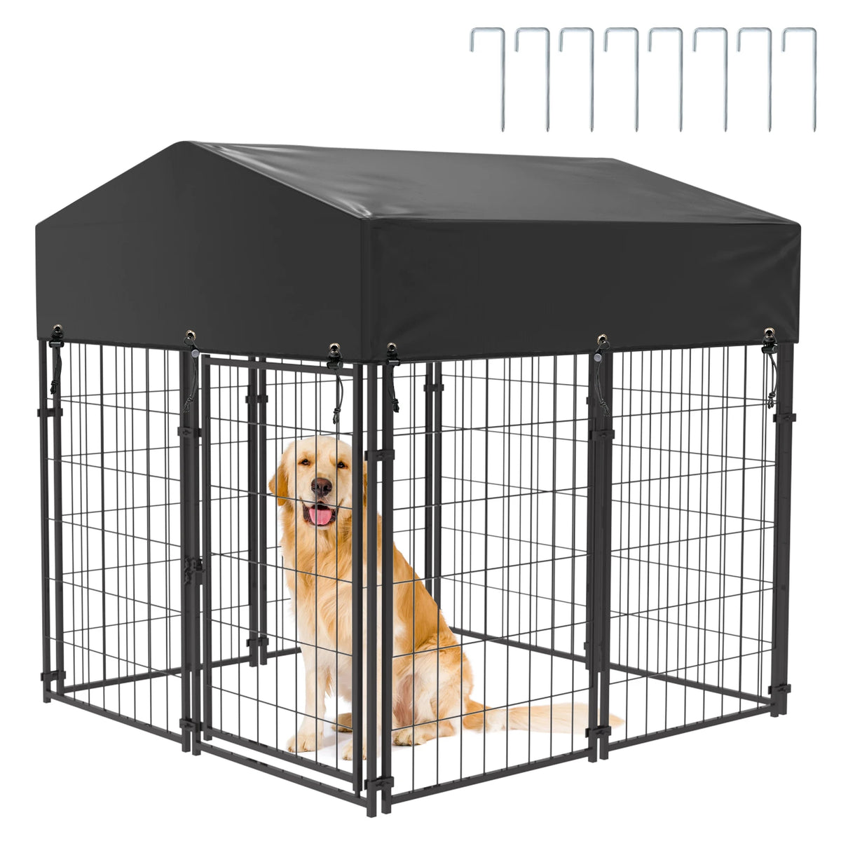 BINGOPAW Outdoor Dog Kennel With Welded Wire Run And Cover