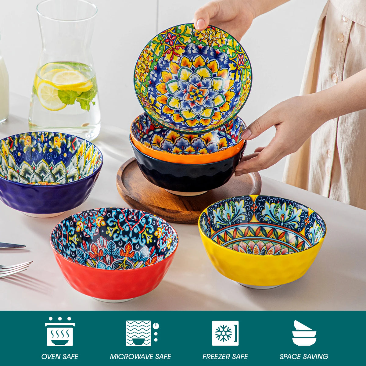 MALACASA Premium Ceramic Bowl Set Dishwasher Oven Safe
