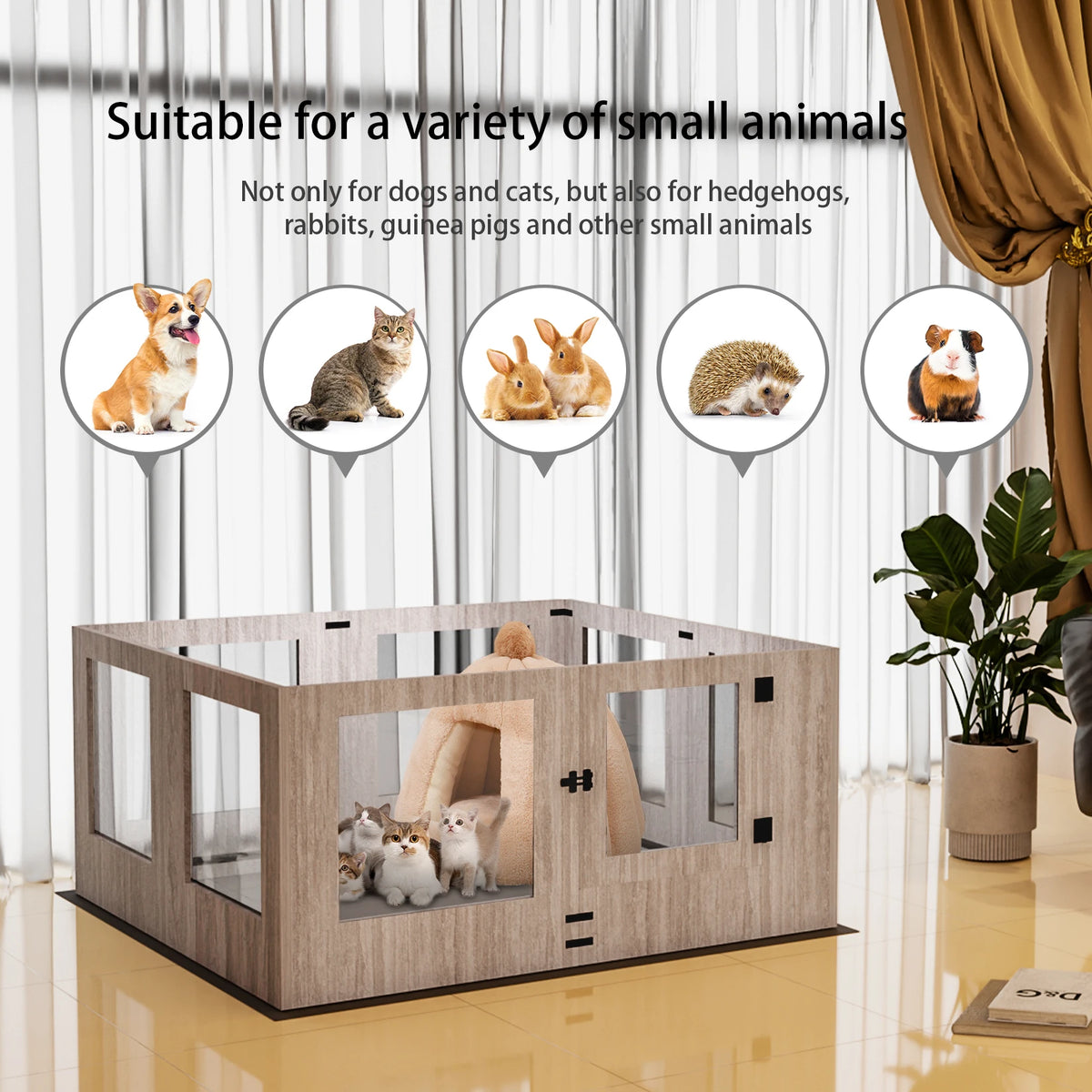 BINGOPAW Tempered Glass Dog Playpen With Waterproof Whelping Pad