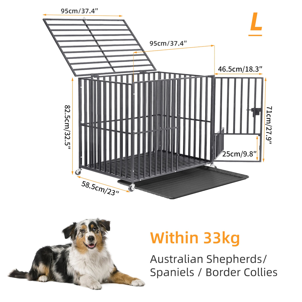 Borwart Heavy Duty Dog Crate Chew Resistant Metal Kennel Tray