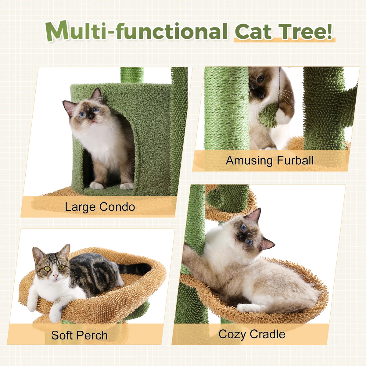 PAWZ Road Cactus Cat Tree With Condo And Scratching Post
