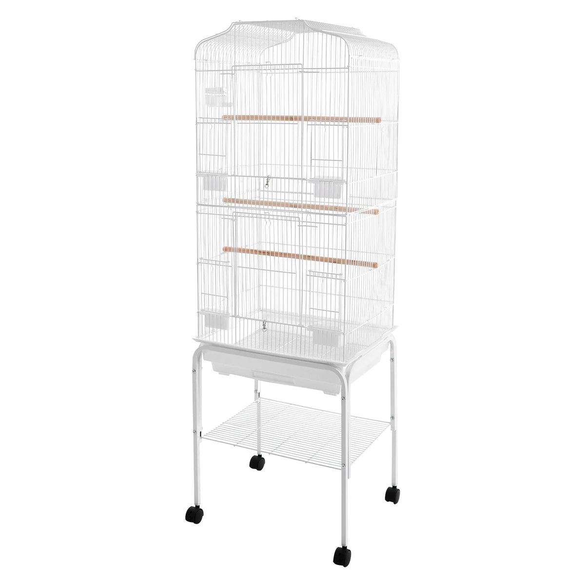 Spacious Iron Bird Cage With Wheels For Cockatiels And Finches