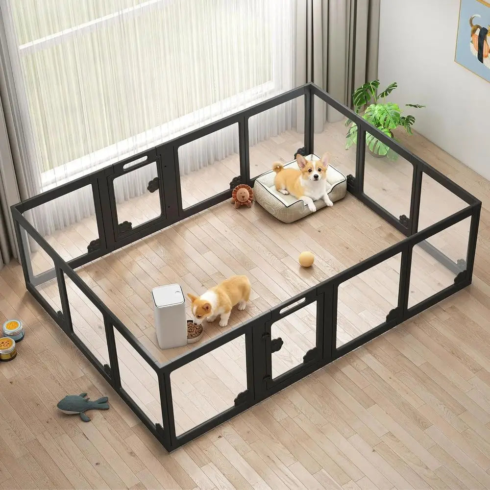 Clear Acrylic Pet Playpen with Two Doors for Dogs and Cats