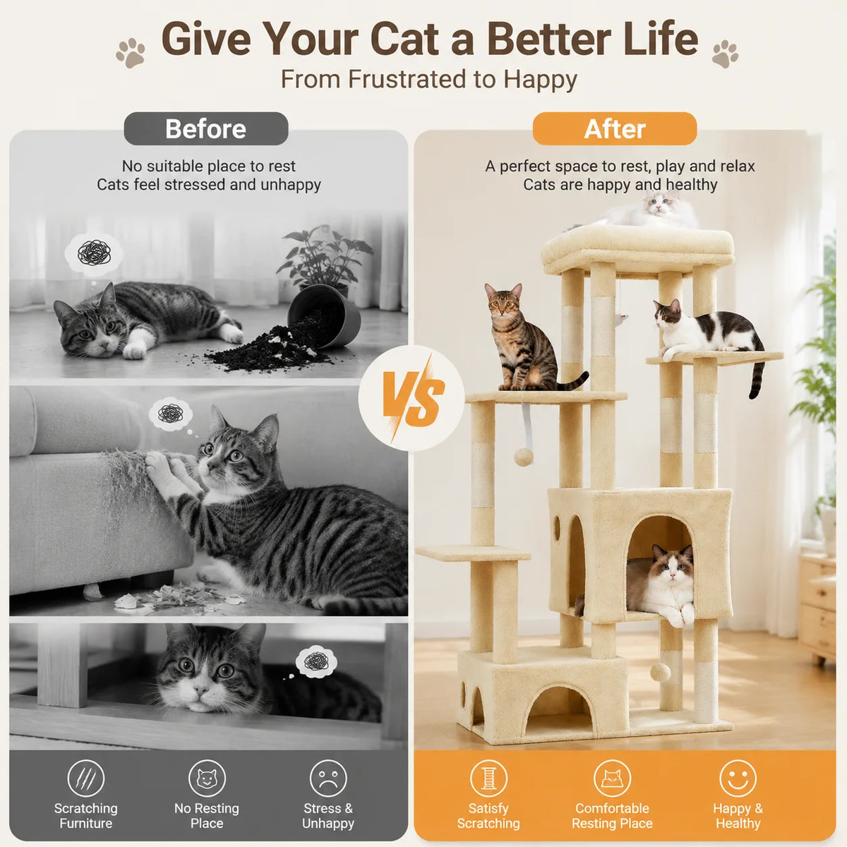 Multi Level Cat Tree With Scratching Posts Condos And Toys