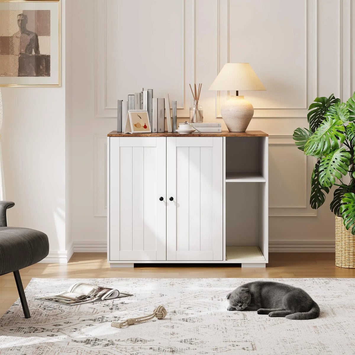 HiMISS Dog Proof Cat Litter Robot Enclosure With Power Outlet