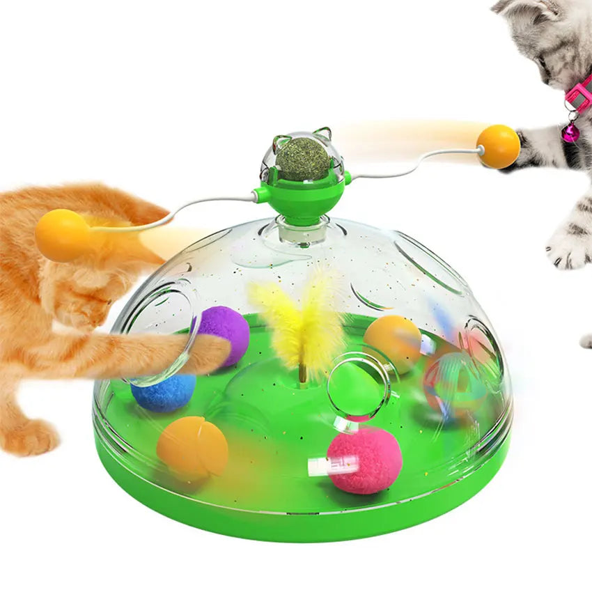 Interactive Battery Powered Cat Turntable Track Ball Toy