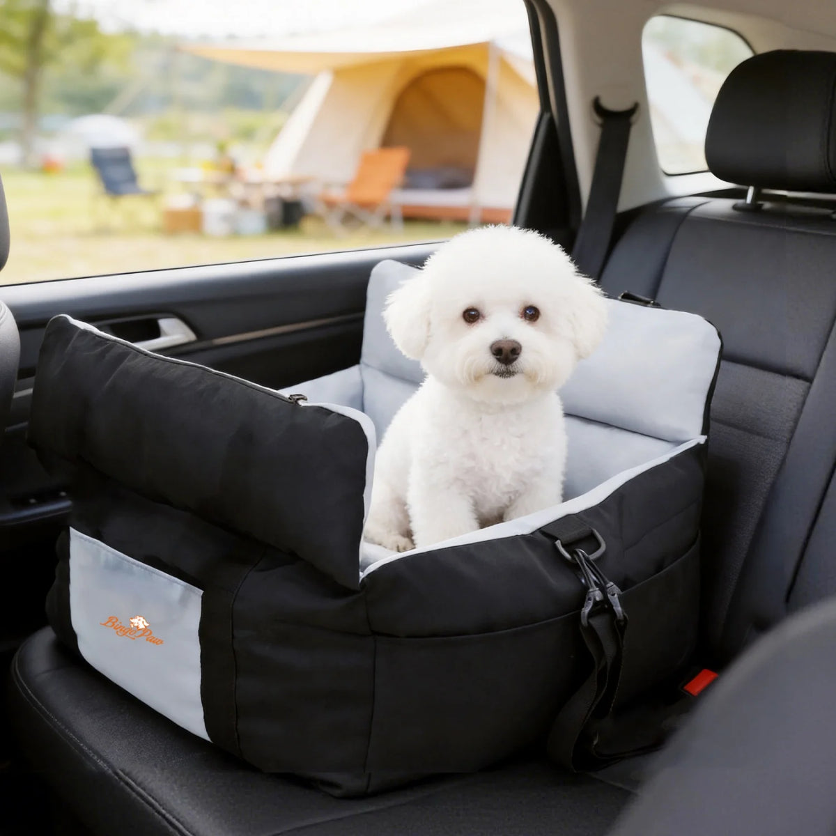 Premium Pet Car Seat With Safety Belt And Storage Pocket