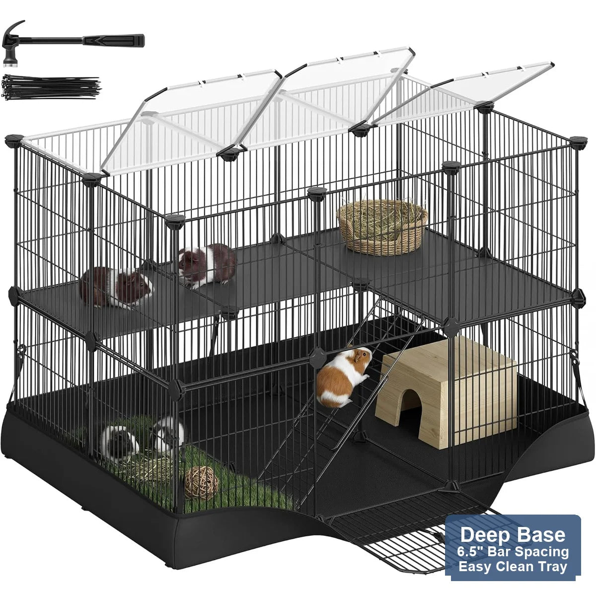 Four-Level Small Animal Habitat Cage for Guinea Pigs and Ferrets