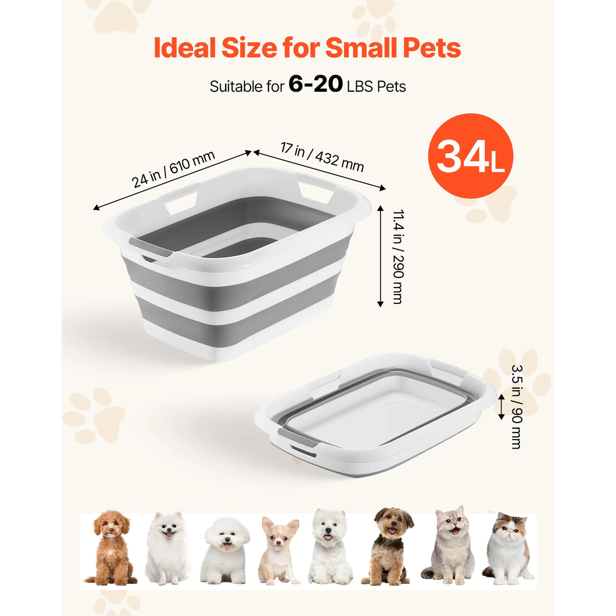 SucceBuy Portable Collapsible Dog Bathtub With Built In Drainage
