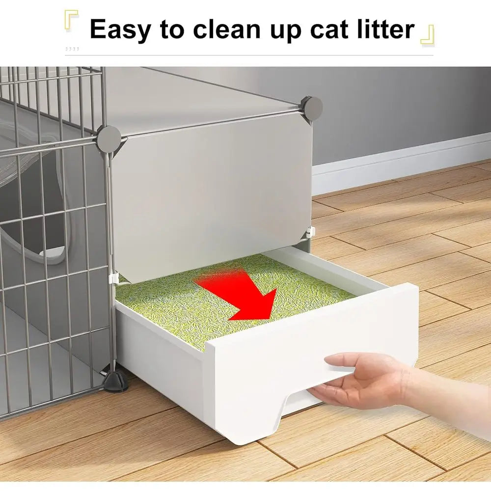 Two Tier Metal Cat Cage With Detachable Litter Box Kennel
