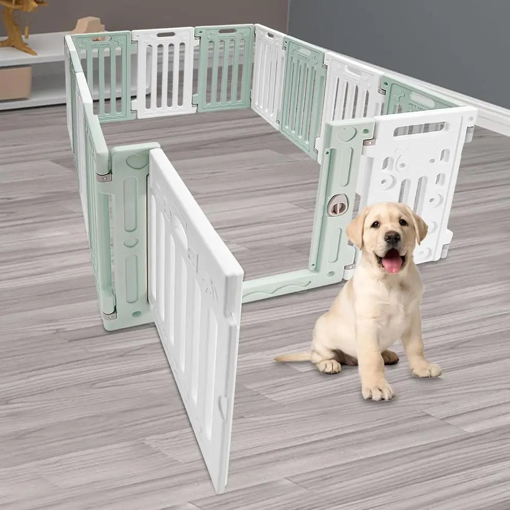 Foldable Plastic Dog Playpen with Door for Indoor Puppy Safety