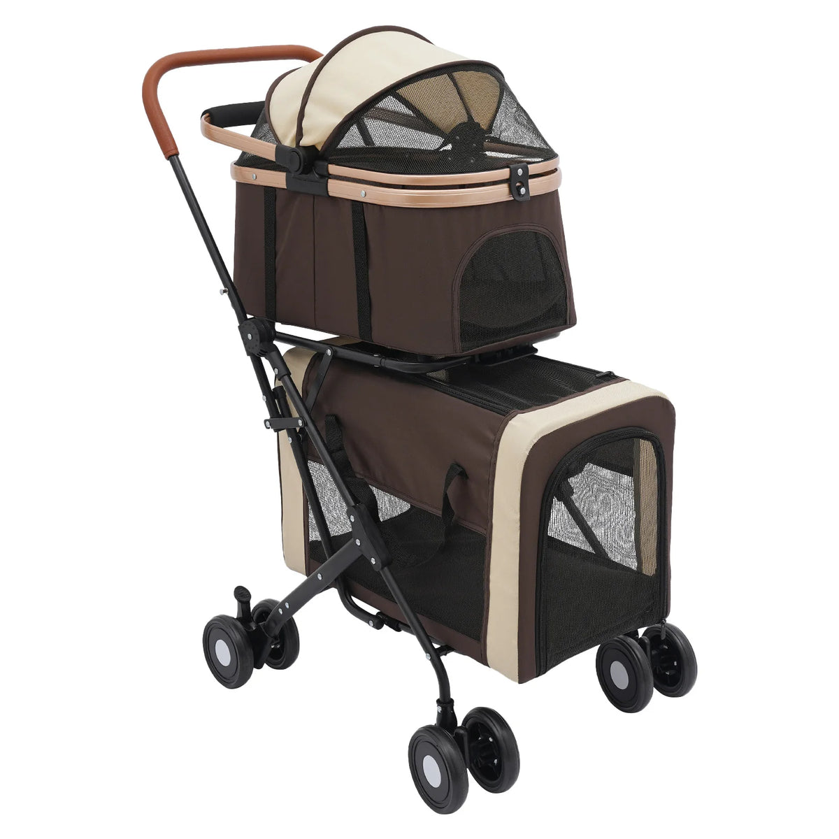 Bymaocar Foldable Two Tier Pet Stroller For Comfortable Dog Travel