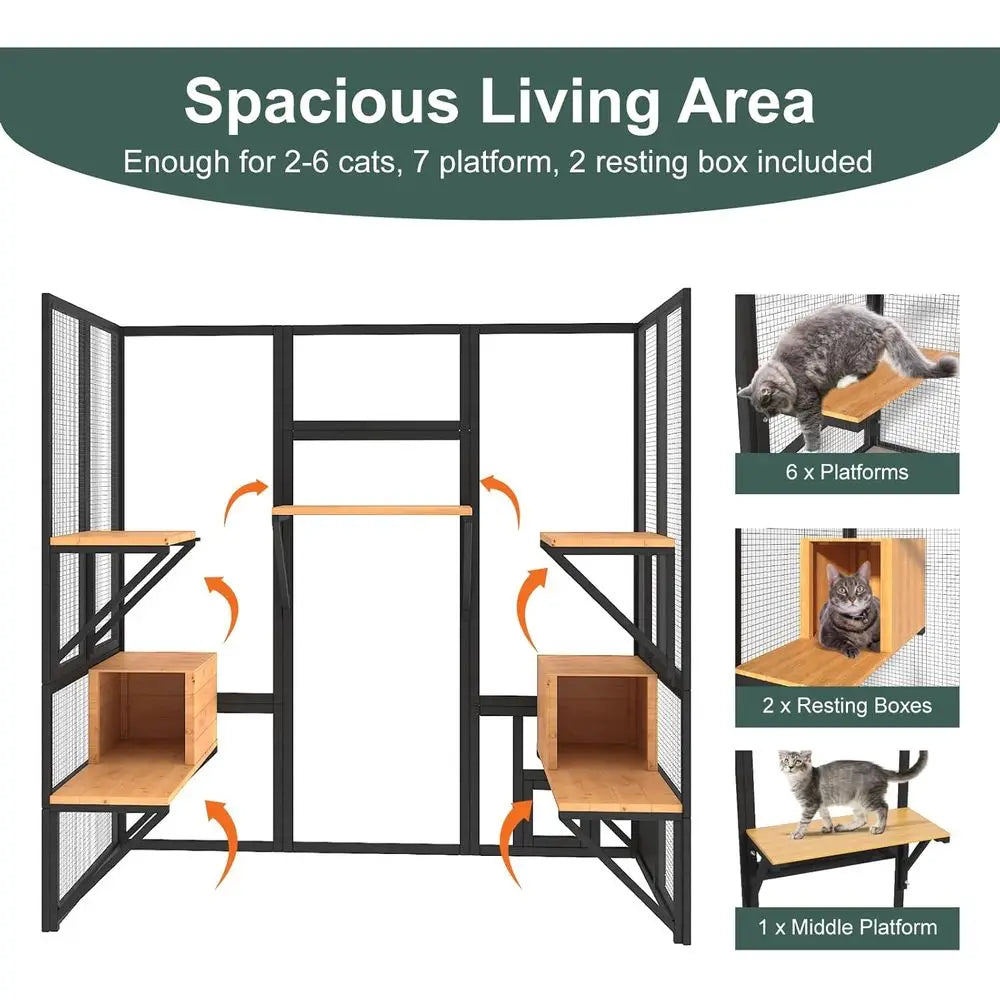 Premium Outdoor Cat Catio Enclosure With Weatherproof Roof