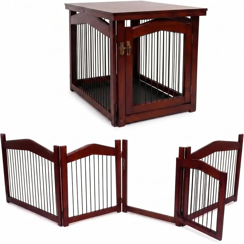 Convertible Wooden Pet Crate And Gate For Flexible Home Use