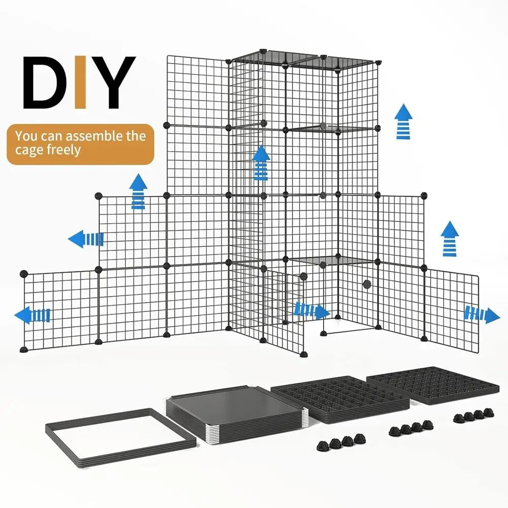 Outdoor Metal Cat Enclosure With Detachable Platforms And Large Door