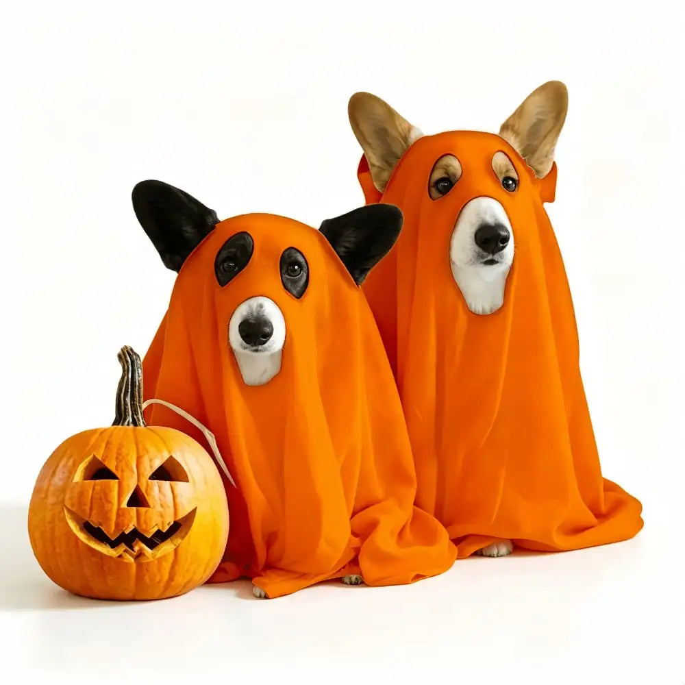 Halloween Ghost Pet Cape And Reindeer Antlers Headband Set