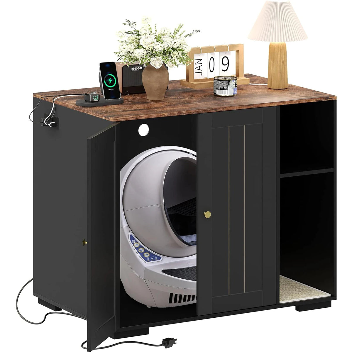 HiMISS Dog Proof Cat Litter Robot Enclosure With Power Outlet