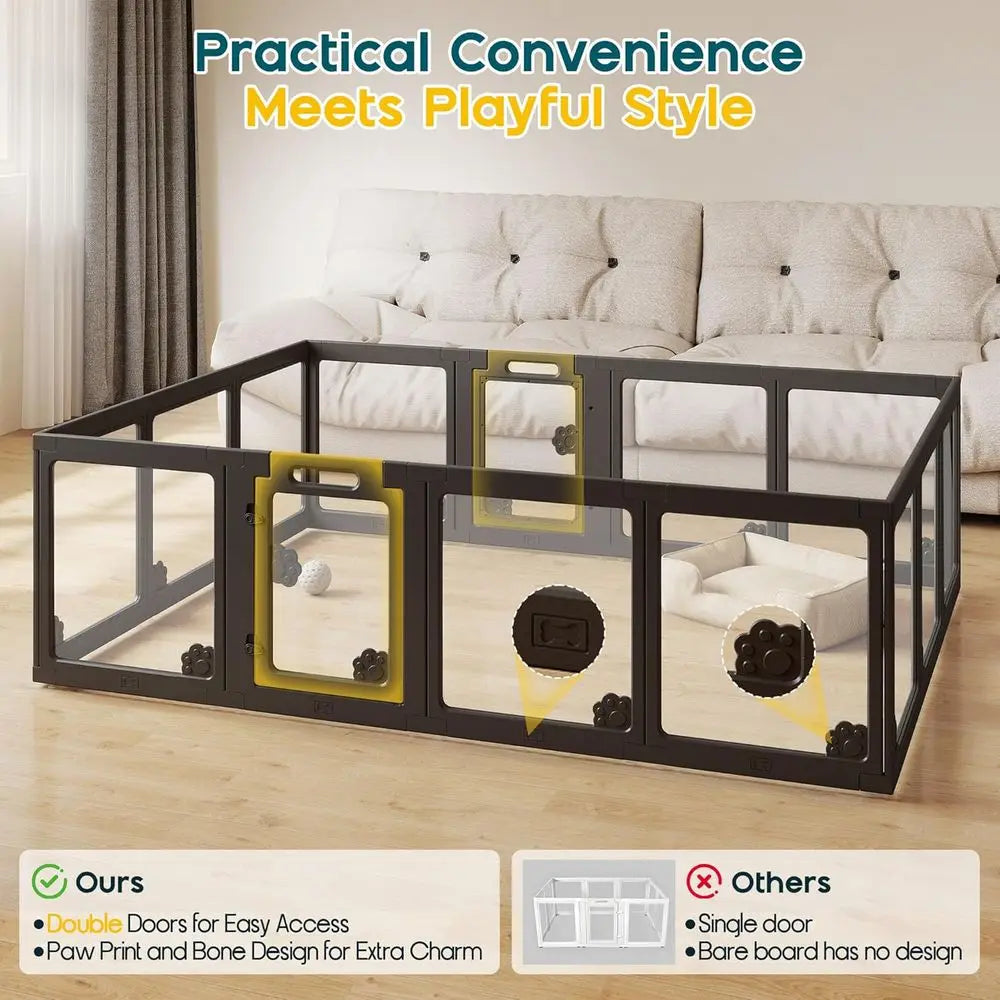 Clear Acrylic Pet Playpen with Two Doors for Dogs and Cats