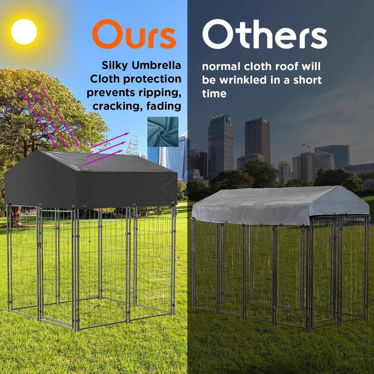 Outdoor Metal Dog Kennel With Waterproof UV Resistant Cover Playpen