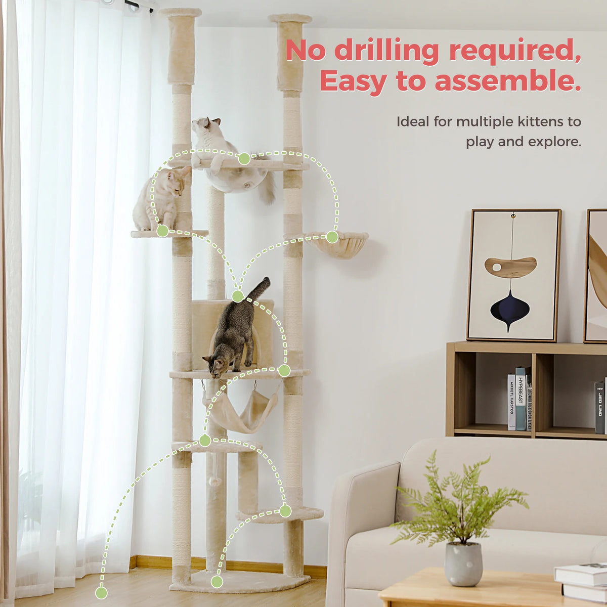 PAWZ Road Multi Level Cat Tree With Scratching Posts Cozy Condo