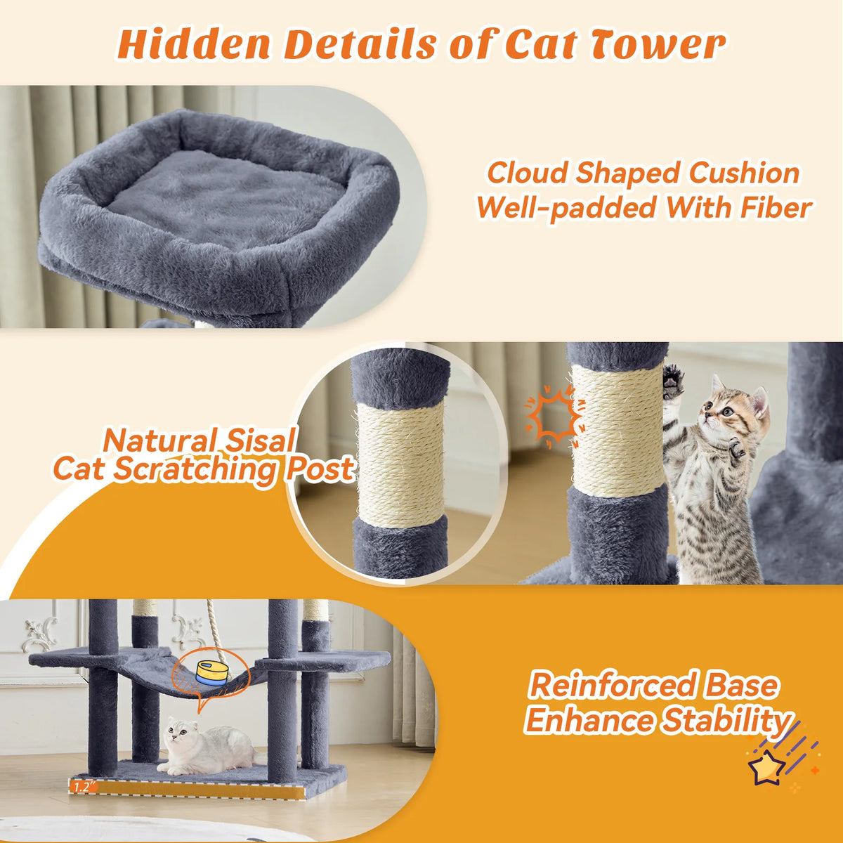 MCQ Multi Level Cat Tree Tower With Sisal Scratching Posts