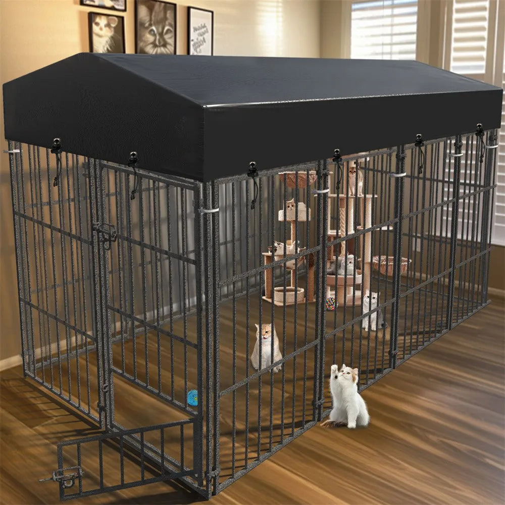 BORWART Heavy Duty Metal Dog Kennel With Protective Roof