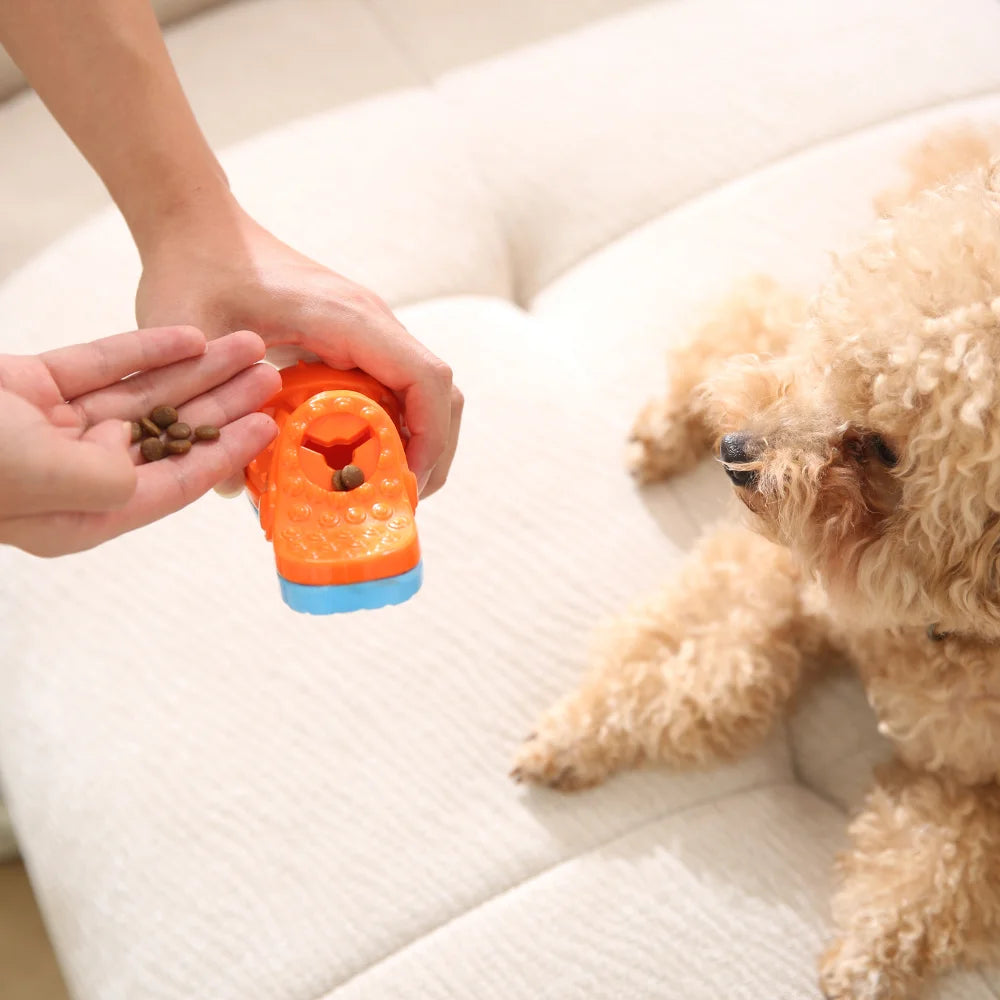 Durable TPR Dog Chew Toy With Squeaker And Treat Dispenser