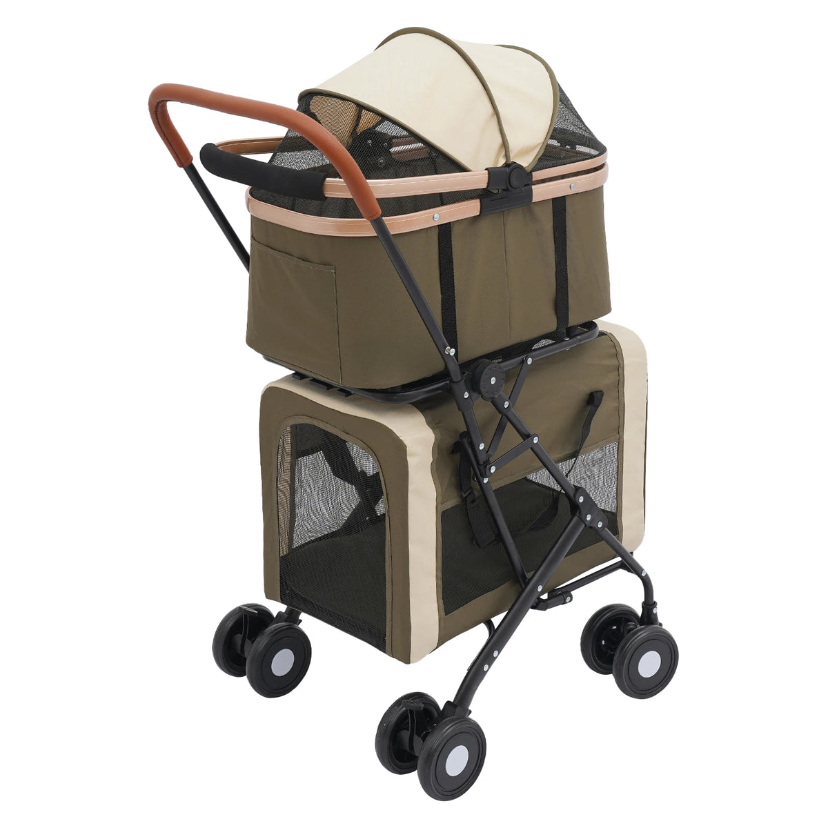 Bymaocar Foldable Two Tier Pet Stroller For Comfortable Dog Travel