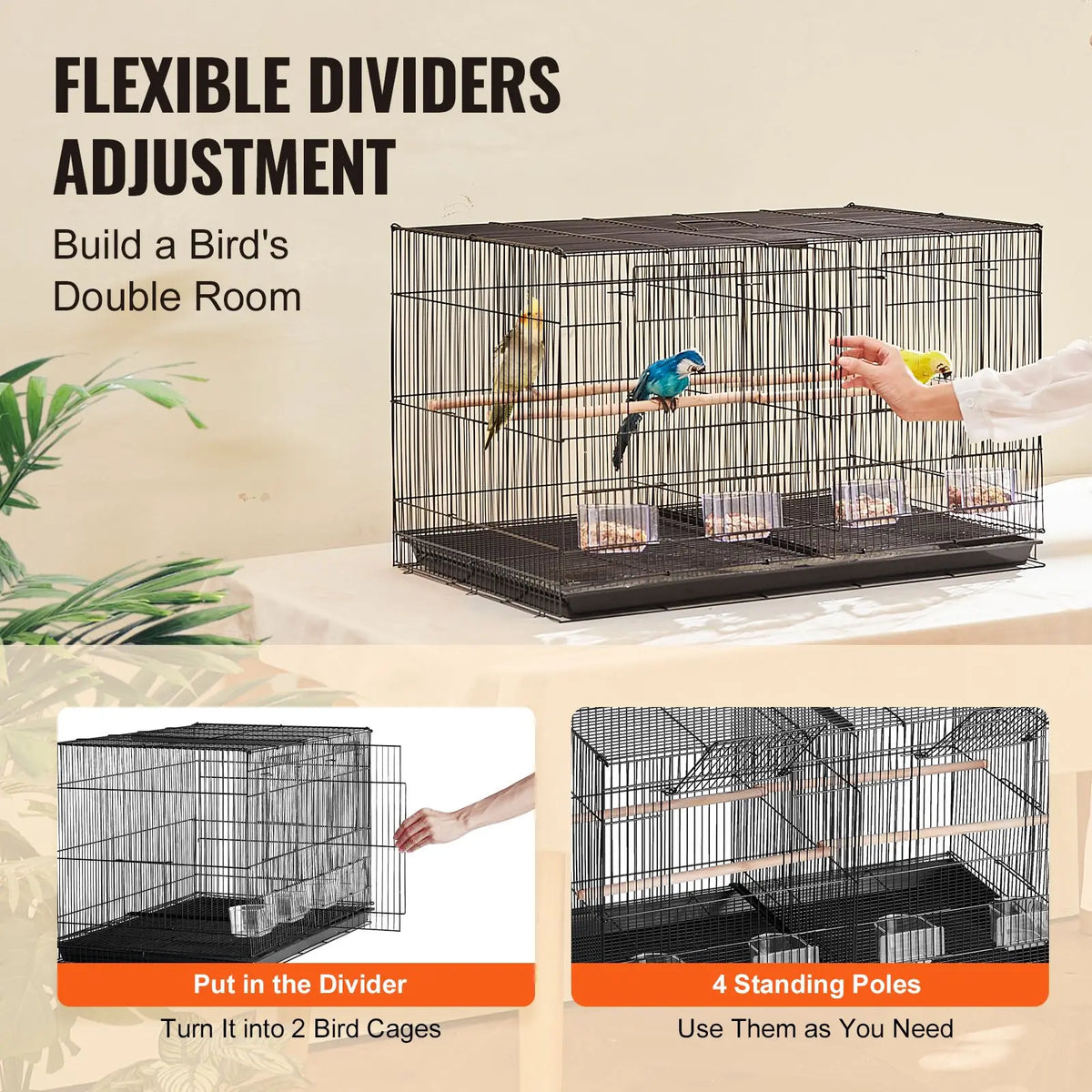 Stackable Divided Bird Cage For Parakeets And Cockatiels