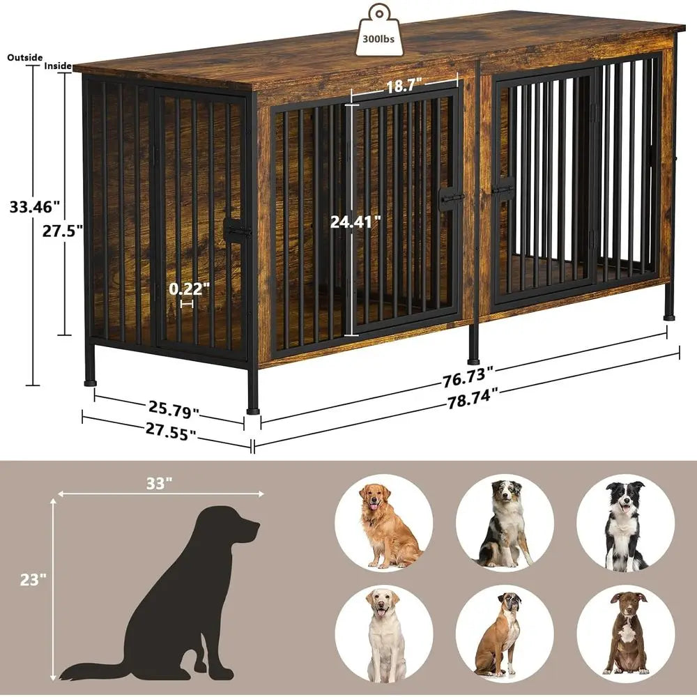 Heavy Duty Indoor Dog Crate Furniture for Two Dogs