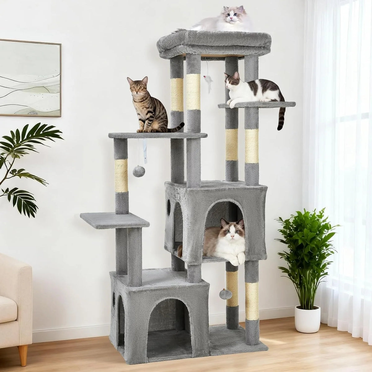 Multi Level Cat Tree With Scratching Posts Condos And Toys
