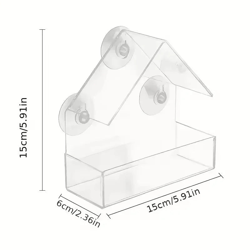 Transparent Acrylic Window Bird Feeder With Strong Suction Cups