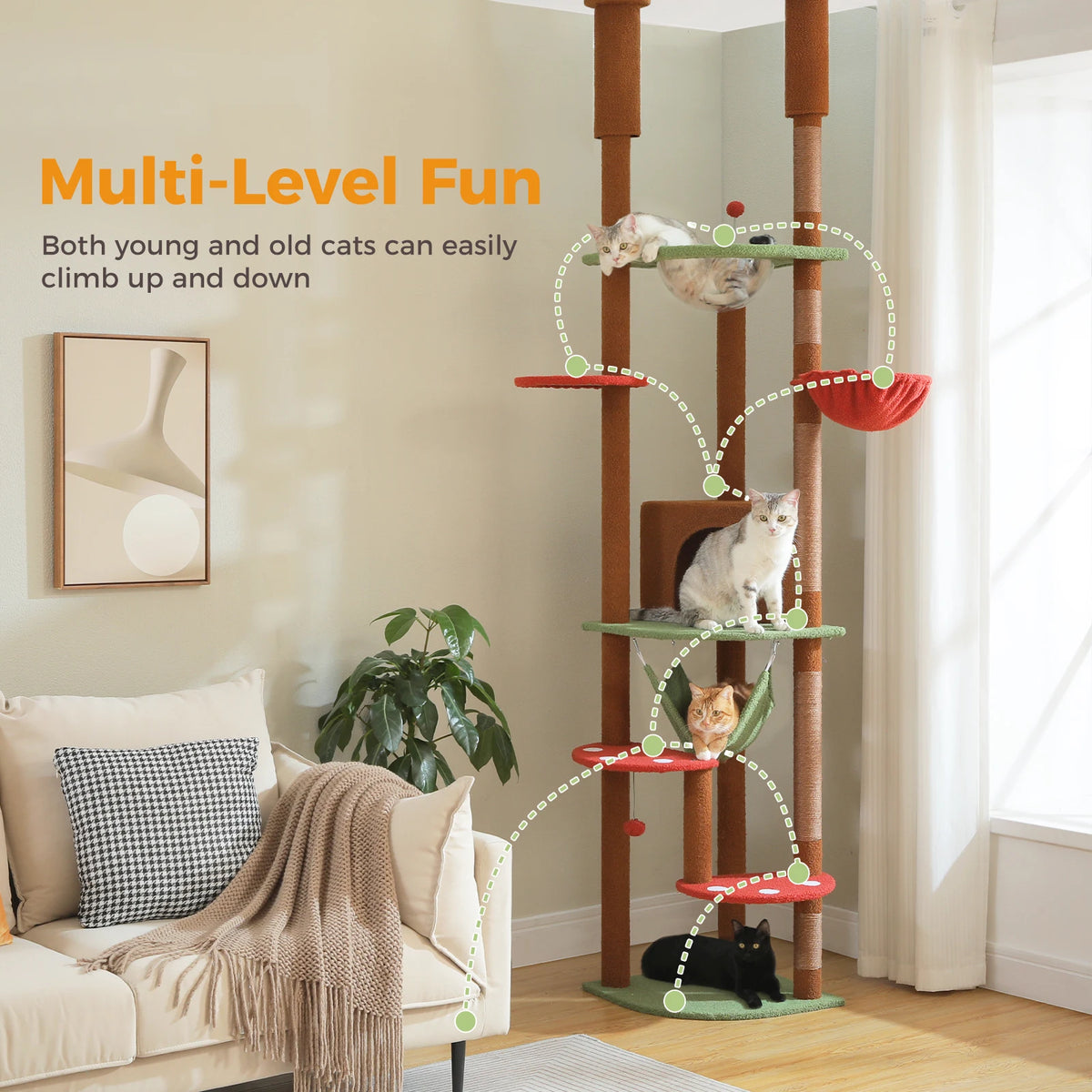 PAWZ Road Multi Level Cat Tree With Scratching Posts Cozy Condo