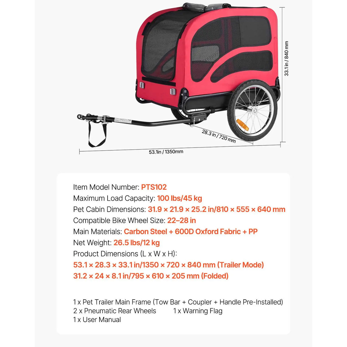 Premium Folding Dog Bike Trailer For Secure Pet Leisure Rides