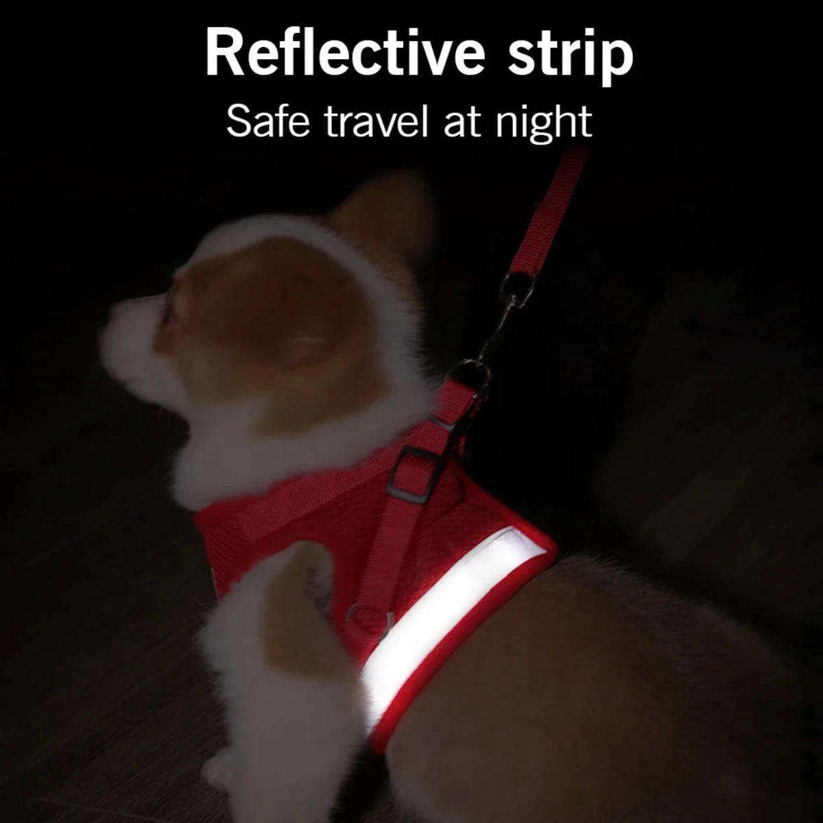 Reflective Adjustable Mesh Dog Harness Vest With Safety Leash Set