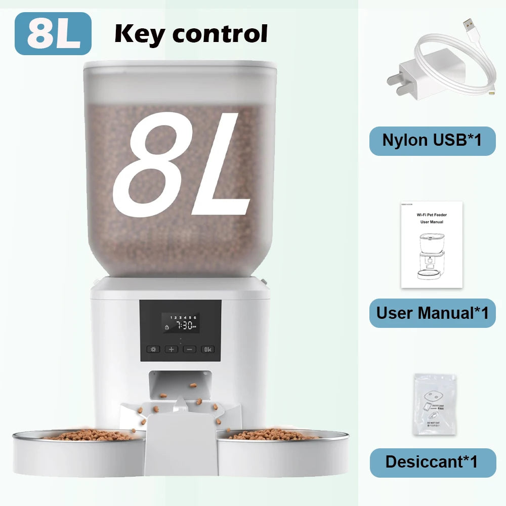 Furpipi Automatic Pet Feeder With Dual Stainless Steel Bowls